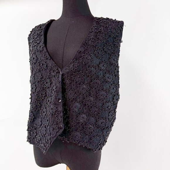 VINTAGE BEADED VEST TOP WITH BUTTONS - Picture 5 of 9